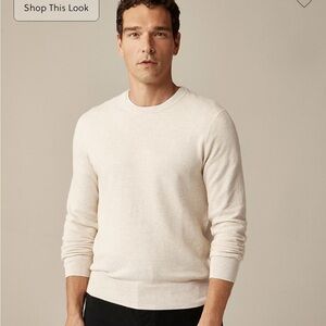 J. Crew Men’s Cotton Pique-Stitch Crewneck Sweater in Heather Natural Size XL